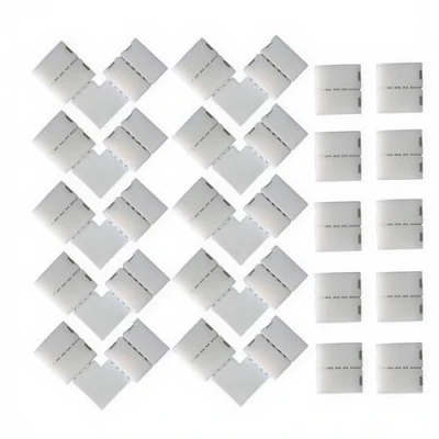 Image de CESFONJER 10 PCS en Forme de L Raccord d&#039;angle Rapide 4 Pin, Pin LED Bande Connecteur, pour les Strip SMD 5050 RGB 10mm large (Blanc)