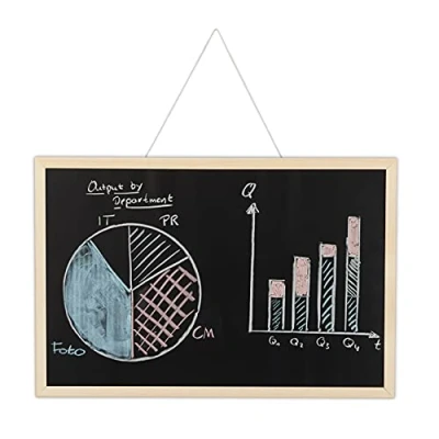 Image de relaxdays Tableau Craie avec Cadre en Bois, Lavable, pour Bureau,Pense bête à accrocher au Mur, 40 x 60 cm, Noir