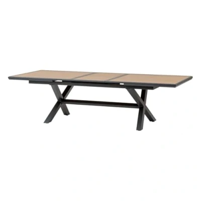 Image de Hespéride Table de Jardin Extensible axiome Effet Bois Honey et Graphite 10 Places en Aluminium