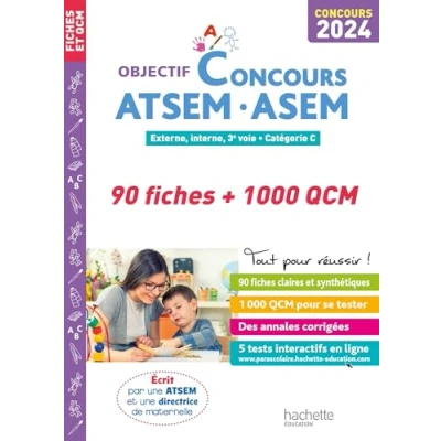 Image de Objectif Concours ATSEM ASEM 2024 : 90 fiches et 1 000 QCM (Broché)