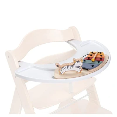 Image de hauck Plateau avec Xylophone Bebe Play Music Set pour Chaise Haute Alpha+, Jouet en Bois (Certifié FSC®) Combinable le Tray, Matériau Recyclé Zebra White