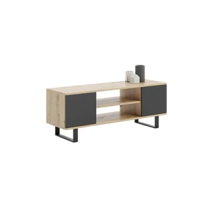 Image de Meuble TV Focus 135 cm Armoire chêne artisan/noir pieds métal loft