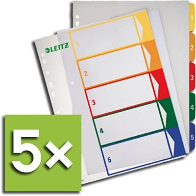 Image de Leitz Intercalaires 1291 pour PC Format A4 Coloré/transparent 1 5