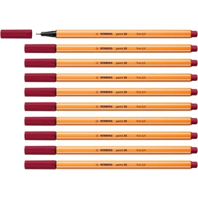 Image de Stylo feutre pointe fine STABILO point 88 Lot x 10 stylos Rouge Pourpre (88/19)