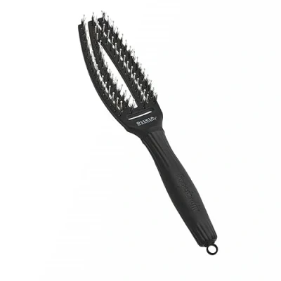 Image de Olivia Garden Fingerbrush Care Iconic Small Noir Brosse Démêlante en Poils de Sanglier &amp; Nylon pour Cheveux Sains et Brillants