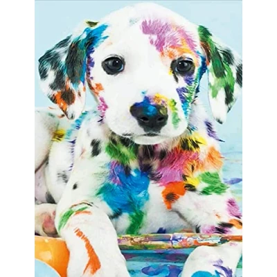 Image de OWN4B Kit de broderie au point croix estampé, motif imprimé chien coloré 11CT 36,1 x 46 cm (chien)