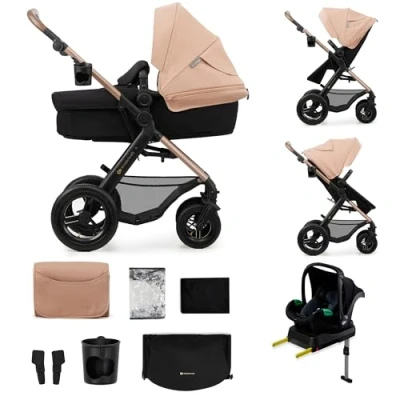 Image de Kinderkraft MOOV2 AIR poussette 4 en 1 Mink PRO I Size, système de voyage, bébé, pliable, la naissance à 3 ans, Beige
