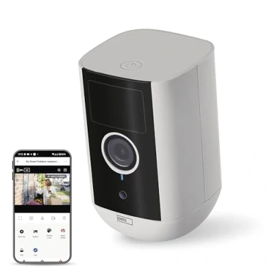Image de EMOS GoSmart Caméra de Surveillance Intelligente Intérieur/Extérieur 5MP WiFi Universelle avec Application Détection Mouvement Vision Nocturne Batterie Compatible Google Assistant et