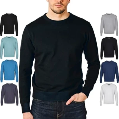 Image de Castle Point CSPKNT003 Pull 100 % coton pour homme, col rond, Noir, XL