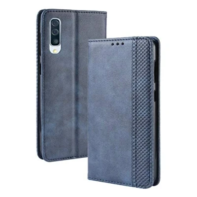 Image de LUSHENG Étui Samsung Galaxy A50/Galaxy A30S, Housse Rabat en Cuir Portefeuille Ultra Mince Magnetic Adsorption Holster pour A30S Bleu