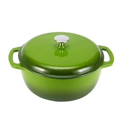 Image de Amazon Basics Ronde Faitout en fonte émaillée avec couvercle 7 L, Vert