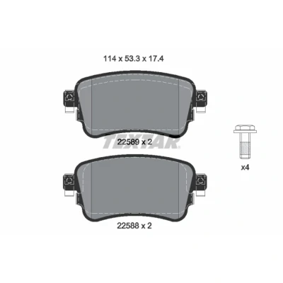 Image de TEXTAR 2258801 Jeu de plaquettes frein avec indicateur d&#039;usure vis d&#039;étrier CITROËN: Jumpy III Van, Spacetourer, C4 Spacetourer