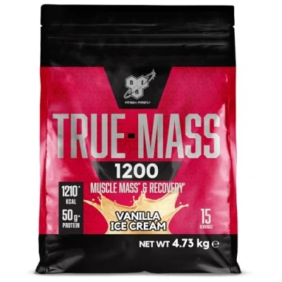 Image de BSN True Mass 1200, protéines en poudre, gain de masse avec isolat whey et glucides, poids muscle récupération Post Workout, goût Glace à la vanille, 15 portions, 4,8 kg