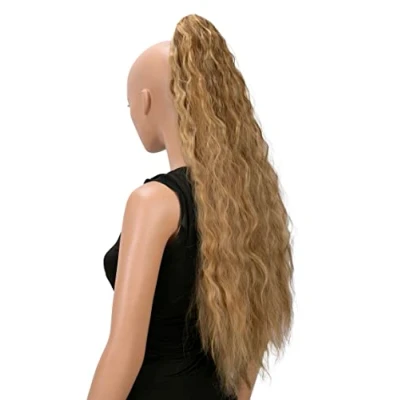 Image de CAISHA 70cm Extra Long Volumineux Ondulé Queue De Cheval Postiche Fibres synthétiques Résistantes Á la Chaleur Avec Clip Papillon Reflets Blonds Bruns H704