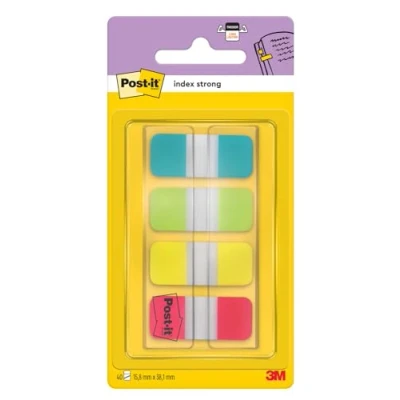 Image de Post It Marque Pages, Petit, Jaune, Rouge, Bleu et Vert 15.8 mm x 38.1 mm, 40 Onglets/Dévidoir Pour Marquer, Surligner ou Codifier des Informations