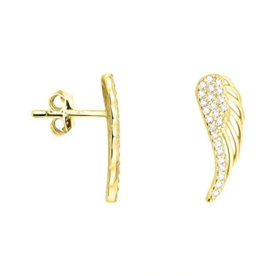 Image de SOFIA MILANI Boucles d&#039;Oreilles pour Femme en Argent 925 Plaqué Or avec Pierre de Zircon Clou d&#039;Oreille Forme d&#039;Aile Ange E1854