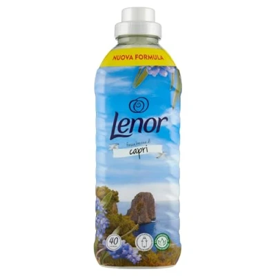 Image de Lenor Adoucissant Machine à laver concentrée, 40 lavages, atmosphères d&#039;Italie Capri, fraîcheur de longue durée et douceur d&#039;origine végétale, draps parfumés jusqu&#039;à 1 semaine