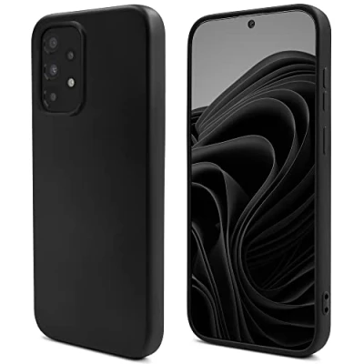 Image de Mode de vie Moozy. coque en silicone pour Samsung A53 5G, noir légère liquide avec finition mate et doublure microfibre douce, qualité supérieure Neuf