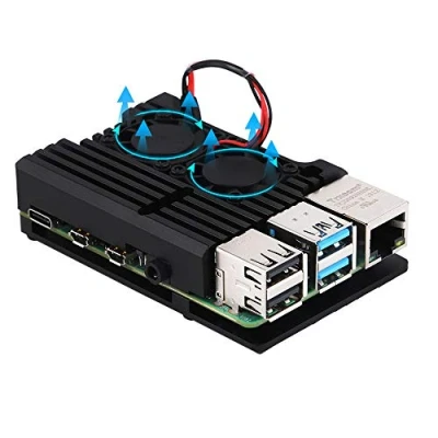 Image de ZkeeShop Boitier en Aluminium avec Double Ventilateur de Refroidissement Compatible pour Raspberry Pi 4 Model B (ne Pas Inclure Board) (with Dual Fan)