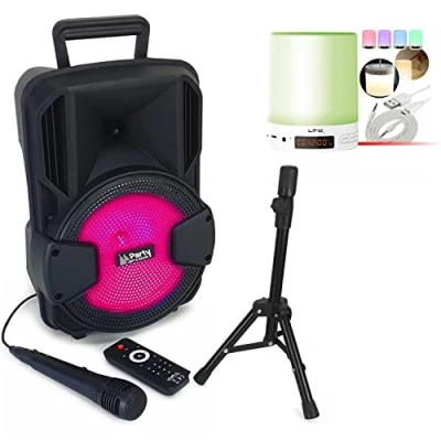 Image de Party Light &amp; Sound Enceinte Bluetooth Autonome MOBILE8 Pied Micro Télécommande Karaoke Cadeau 1 Réveil Matin