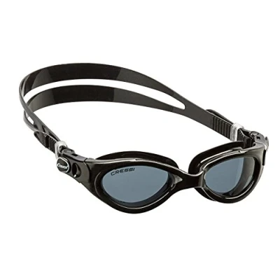 Image de CRESSI Lady Flash Goggles Black/Black Grey_Tinted Lens Lunettes de Natation pour Femmes avec Oculaire Séparé Anti buée, rayures et Verres UV, Noir/Noir_Lentilles Foncée , Taille Unique
