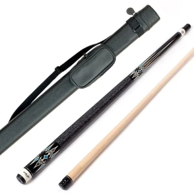 Image de Riley Centurion Queue de billard américain avec poignée enveloppée lin Section 58 (147 cm) Protections d&#039;extrémité 13 mm et étui rigide (X2C)