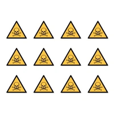 Image de Avertissement des substances toxiques : W016 DIN EN ISO 7010 / ASR A1.3 Autocollants Ø 2,5 cm, lot de 12