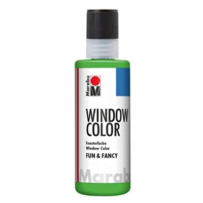 Image de Marabu Window Color Fun &amp; Fancy 04060004062 Peinture de fenêtre à Base d&#039;eau Amovible sur des Surfaces Lisses comme Le Verre, Les miroirs, carrelage et Film Vert Clair 80 ML