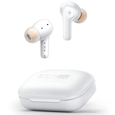 Image de Donner Casque Bluetooth, Écouteur Sport Réduction de Bruit Multimode, Graves Musclés, 4 Micros, 32H Autonomie, Charge sans Fil, APP Son Personnalisé, Mode Gaming, Blanc