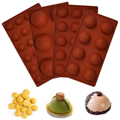 Image de CENBEN 4pcs Moules en Silicone sans BPA,Moules pour Boules de Cuisson, 4 Tailles,Outil Cuisson au Chocolat, Idéal Chocolat,Gâteau,Gelée,Pudding,Muffin,Savon