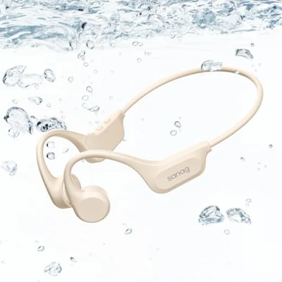 Image de SANAG B60Pro Max Casque Conduction Osseuse Open Ear Bluetooth sans Fil Sport IPX8 Waterproof and Sweatproof Écouteur Adapté à la Course Pied Cyclisme Fitness Bureau (White)