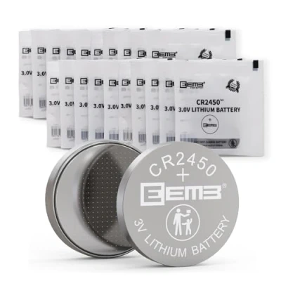 Image de EEMB 20 Pack CR2450 Batterie 3V 550mAh au Lithium Bouton Pile 2450 DL2450 ECR2450 BR2450 pour Montres, Lampes à Thé, Bougies, SystèMe D&#039;Alarme, Boîte Clés de Voiture, TéléCommande