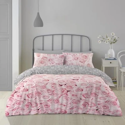 Image de Gaveno Cavailia 245865 Parure de lit 3 pièces pour 2 Places, en Coton mélangé, réversible, composée d’Une Housse Couette et taies d’Oreiller, Motif Floral, Rose