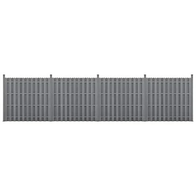 Image de NEU.HOLZ Kit de 4 Clôtures Barrière Brise Vue Vent Bois Composite (WPC) Gris 185 x 747 cm