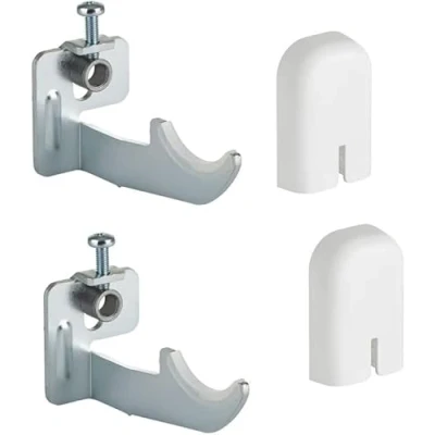 Image de Support mural pour radiateurs en aluminium avec réglage vertical, capacité de charge jusqu&#039;à 100 kg. Couvercles, vis et chevilles inclus 2 pièces.