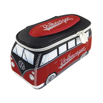 Image de BRISA VW Collection Volkswagen Trousse Universelle en Néoprène pour Maquillage, Cosmétiques, Toilette, Pochette T1 Combi Bus (Noir/Grand)