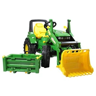 Image de Rolly Toys Véhicules John Deere 7930 (Tracteur à pédale de 3 8 Ans avec Chargeur Avant, Plateau Transport, Circuit, Frein), JD, 710379, Vert, 110 x 52 54 cm