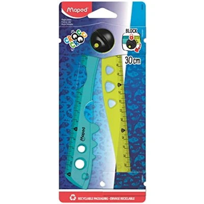Image de Maped Règle Pliable Croc Utilisable ouverte ou Fermée Verrou pour Fixer la Forme Crocodile Idéal Apprendre à Tracer, Mesurer et Dessiner 2 x 15 cm