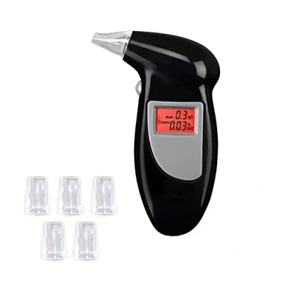 Image de CAM2 Éthylotest Testeur pour millètres Alcoomètre précis Avec 5 embouts buccaux écran LED numérique rapide