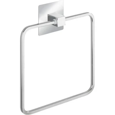 Image de WENKO Turbo Loc® Anneau Porte Serviettes Quadro Fixer sans percer de Trous Chromé