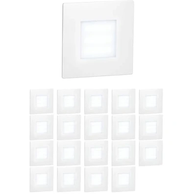Image de ledscom.de 20 pièces Lumière d&#039;escalier LED/lampe murale encastrée FEX pour l&#039;intérieur et l&#039;extérieur, carrée, 85 x 85mm, blanc froid