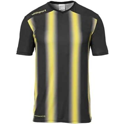Image de uhlsport Stripe 2.0 Kurzarm Maillot Enfant, Noir/Jaune Citron, 12 Ans