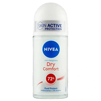 Image de NIVEA Dry Comfort Déodorant roll On en lot de 6 x 50 ml), anti transpirant, Deo avec formule Dual Active double transpirant longue durée