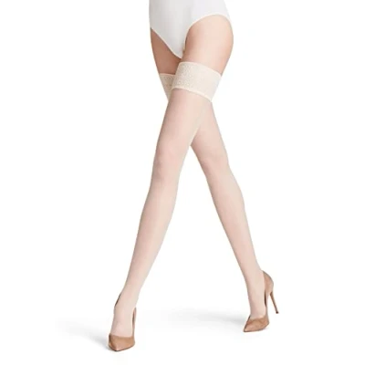 Image de FALKE Seidenglatt 15 DEN W STU transparents unis 1 paire, Bas autofixant Femme, Blanc (Champagne 2579), L 10.5 11