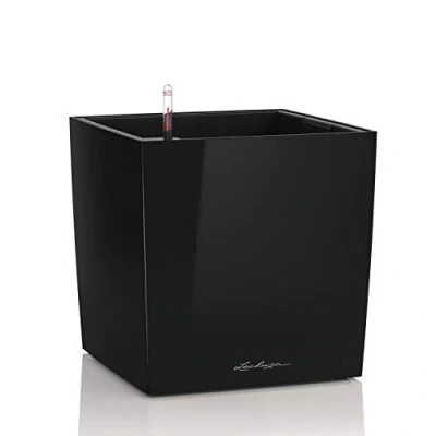 Image de Lechuza Pot de Fleurs d&#039;Interieur Premium Cube Réserve d&#039;Eau Intégrée Coloris Noir 40 x cm