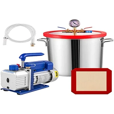 Image de Mophorn 3CFM Pompe à Vide,1/4HP 85 Lt/min Vide Frigoriste, avec Chambre 5 Gallon