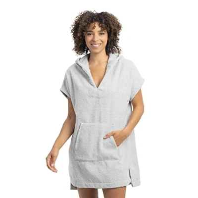 Image de HOMELEVEL Poncho de surf femme Serviette plage peignoir en coton avec poche et capuche Robe sortie bain cape pour adulte adolescente