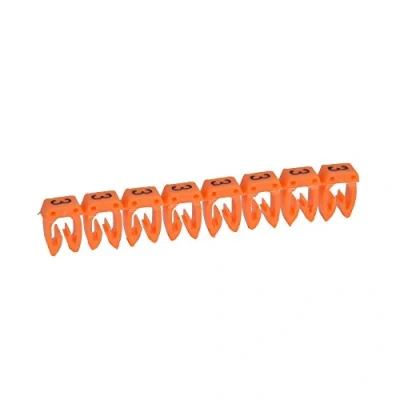 Image de Legrand 038213 CAB 3 Repère pour Blocs de Jonction et Filerie, 0.5mm² à 1.5mm², Chiffre 3, Orange