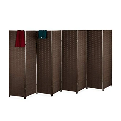 Image de Relaxdays Paravent intérieur, 8 Parties, HxL 170 x 320 cm, séparateur Pliable, Bois &amp; Corde Papier, Brise Vue, Brun, Marron, 1 unité