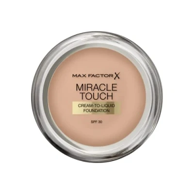 Image de Max Factor Miracle Touch Foundation, New and Improved Formula, SPF 30 Hyaluronic Acid, 45 Warm Almond